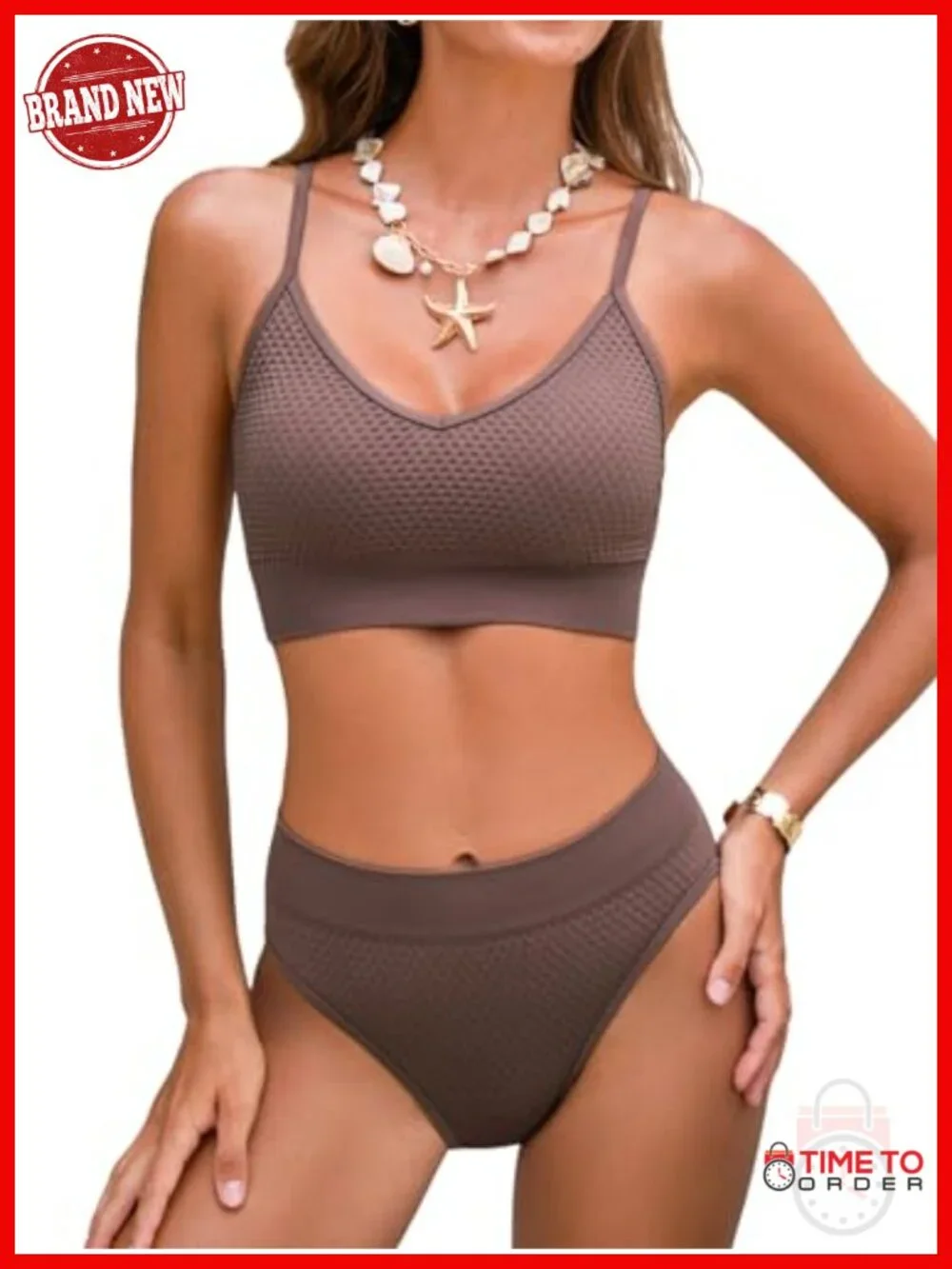 Two Piece Bikini Set Sporty Mid Rise Scoop Neck Adjustable Spaghetti Straps